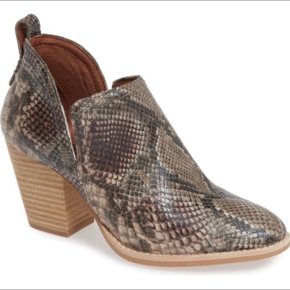 Jeffrey Campbell Rosalee Taupe Snakeskin Bootie
